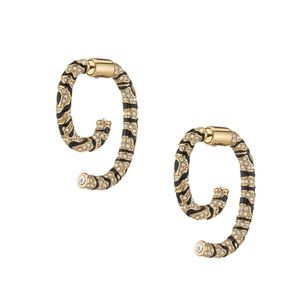Demarson Luna 12K Gold-Plated, Enamel & Crystal Swirl Earrings - Zebra
